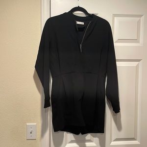 Zara black shorts jumpsuit with silver zipper detail